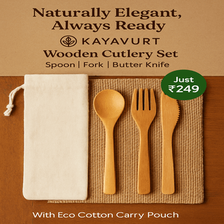 Handcrafted Wooden Cutlery Set – Eco-Friendly (Set of Fork, Spoon & Knife)