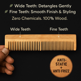 Neem Wood Dual Teeth Comb – Ayurvedic & Anti-Frizz (₹99)