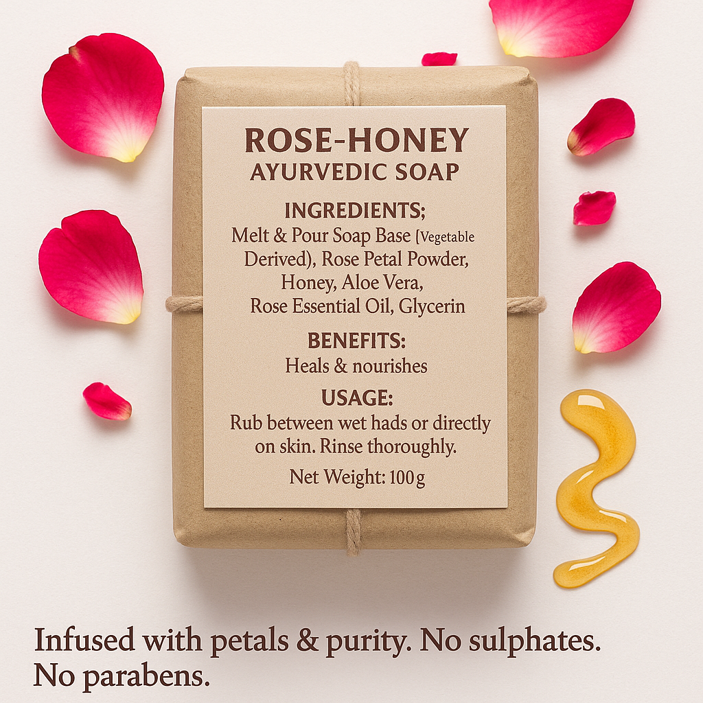 Rose & Honey Ayurvedic Soap — 100g